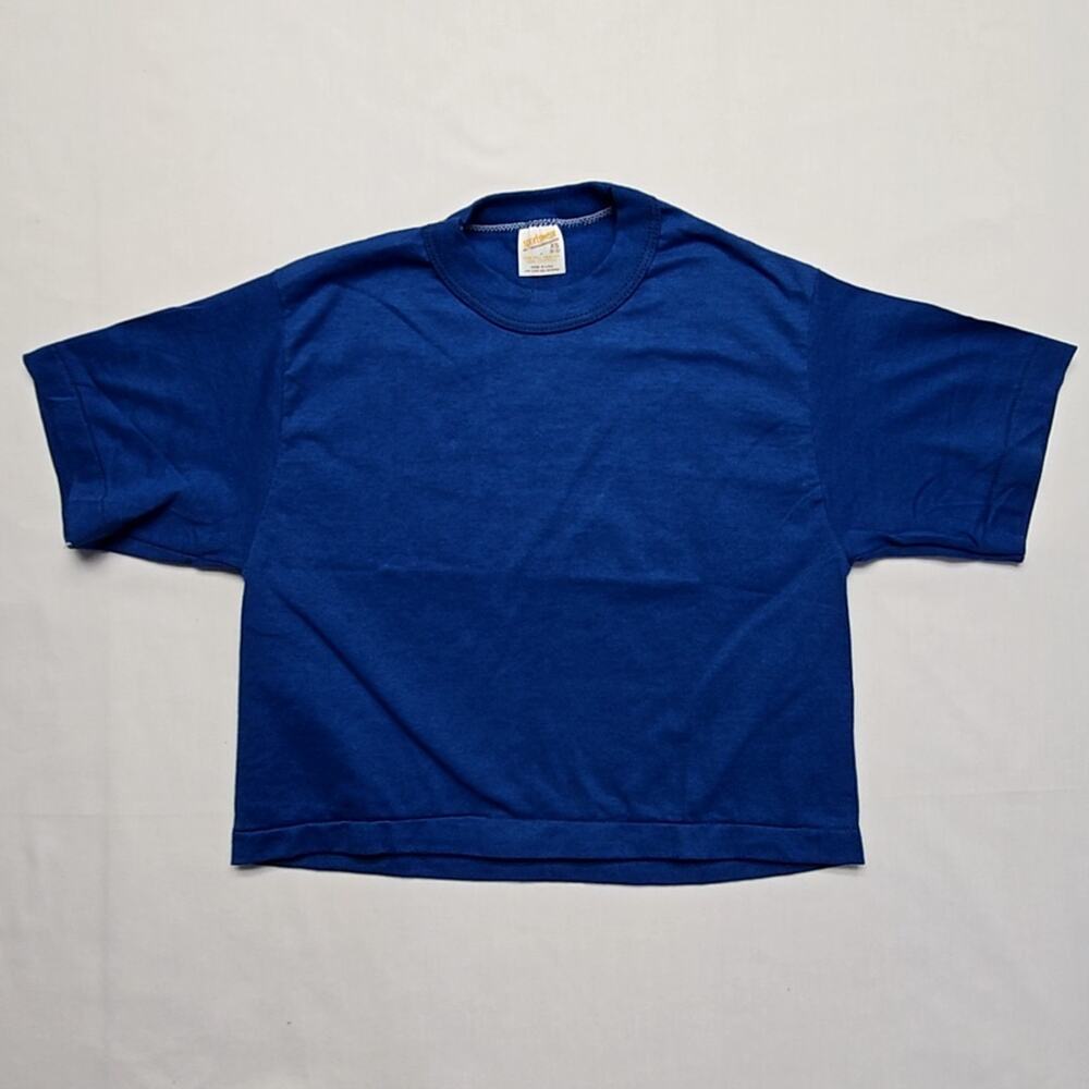 Vintage Blue Cropped Top Sportswear Womens XS Tee 80s 90s